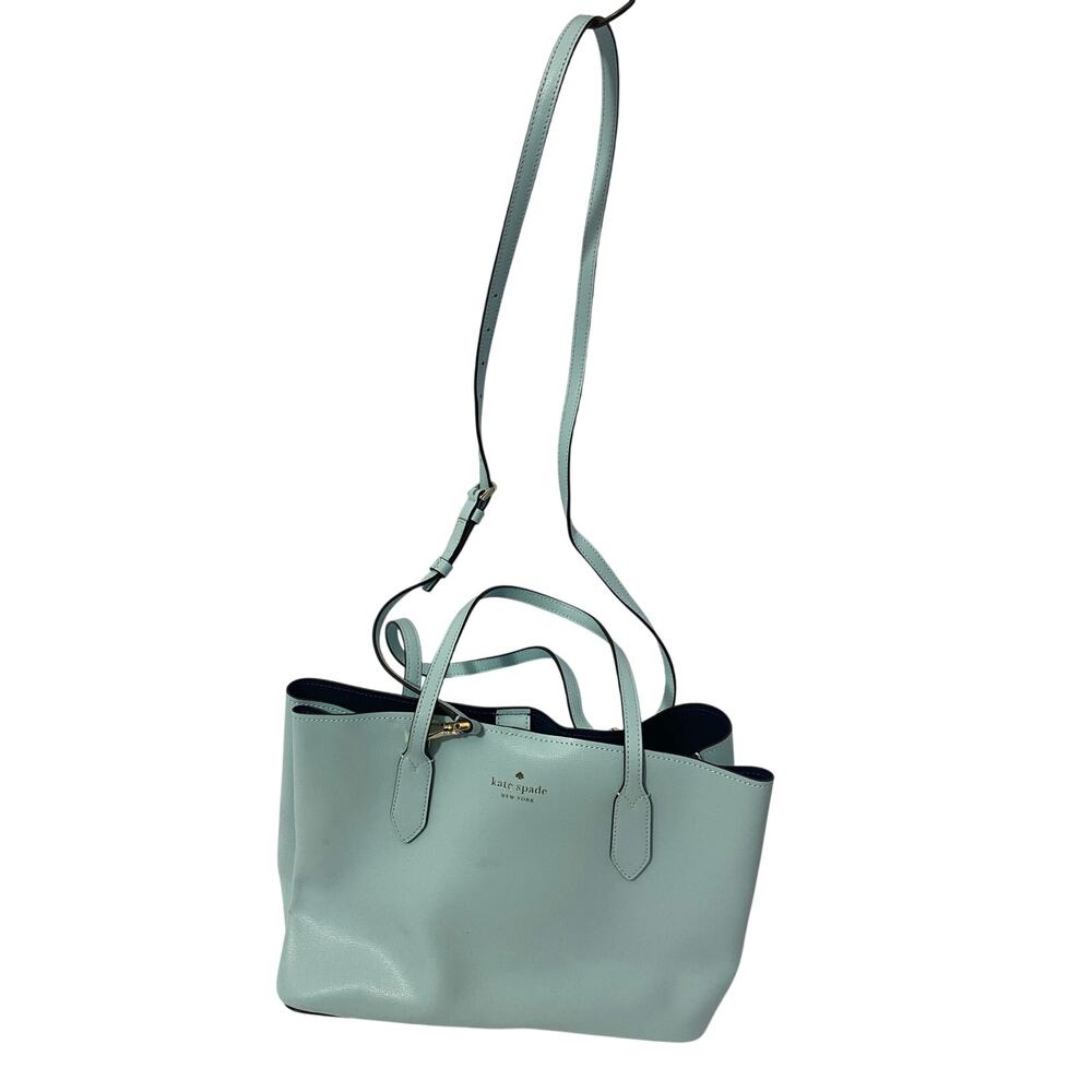 Kate Spade Harper Satchel Refined Grain Leather Light Blue Crossbody Bag